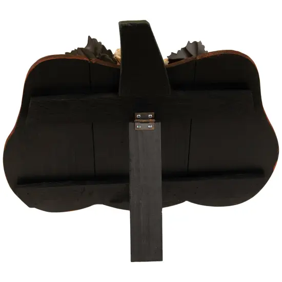 Northlight Wooden Pumpkin Fall Harvest Decoration with Bow and Leaves - 15.25" Orange {7}