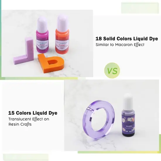 LET&rsquo;S Resin 18 Colors Epoxy Pigment, Opaque Liquid Resin Colorant Each 0.35oz,Odorless Epoxy Resin Dye Solid Color Liquid Dye for Resin Jewelry DIY Crafts Art Making {4}