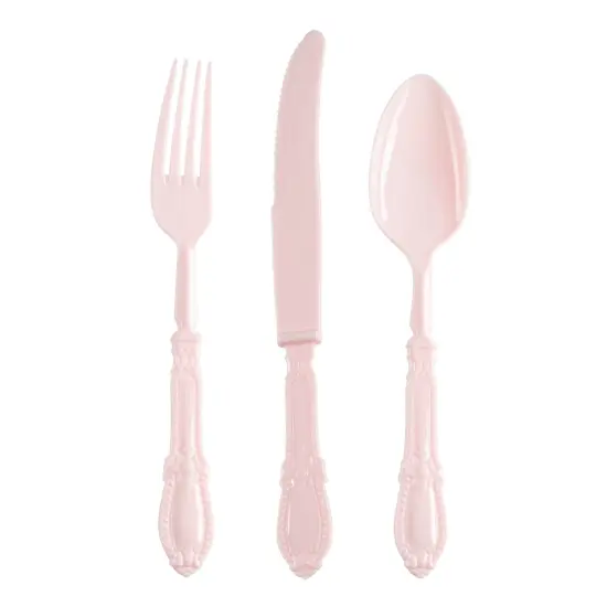 Pink Baroque Disposable Plastic Cutlery Set (480 Guests) {1}