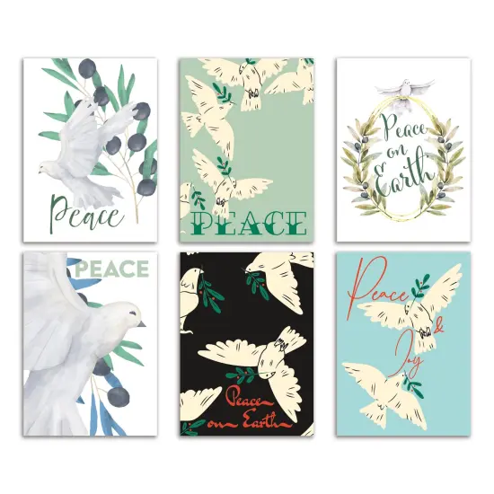 Peace on Earth Christmas Cards - 24-Pack Holiday Greeting Cards with 6 Beautiful Dove Designs, Perfect for Sharing Peaceful Merry Christmas & Holiday Wishes, Blank Inside for Personalized Messages - Elegant and Serene Stationery Set {1}