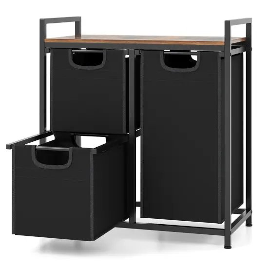 Laundry Basket Organizer with 3 Removable Bags and Storage Shelf {3}