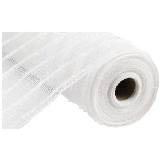 10" White Snowdrift Cotton Ball Mesh Ribbon {1}