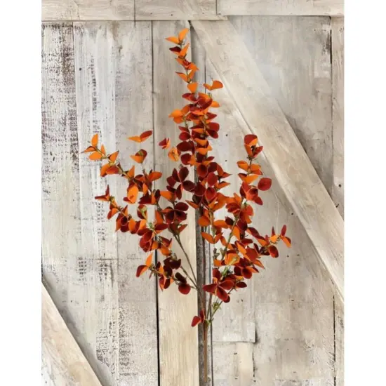 33" Foam Eucalyptus Paper Leaf Spray: Orange {3}