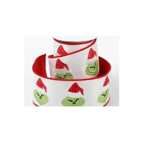 4" Green Monster Dupion Ribbon: Red/White (5 Yards) {2}