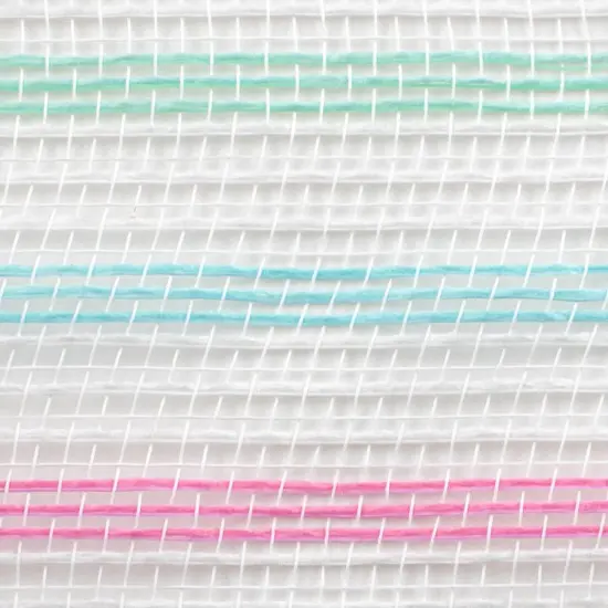 10.5" Faux Jute Stripe Mesh Ribbon: Blue, Mint, Pink, White (10 Yards) {2}