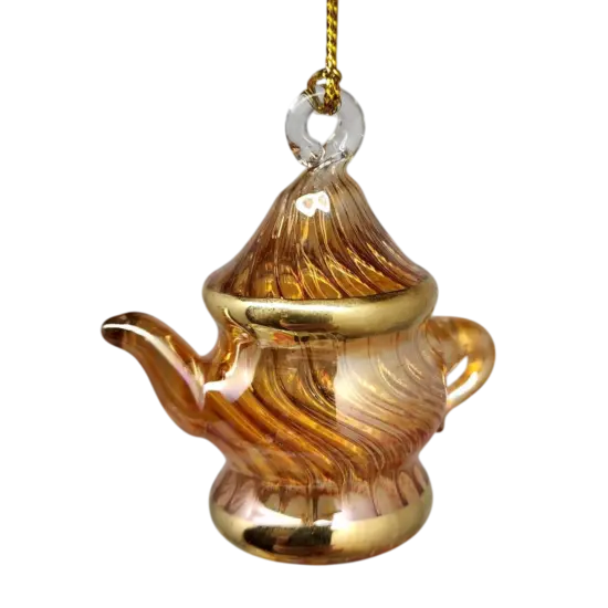 Egyptian Glass Teapot Ornaments - Spiral Gold {1}