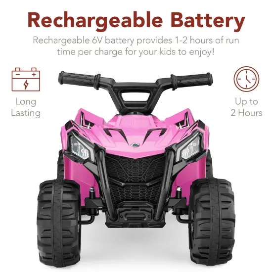 Best Choice Products 6V Kids Ride-On 4-Wheeler Quad ATV Car w/ 1.8mph Max Speed, Treaded Tires Pink {4}