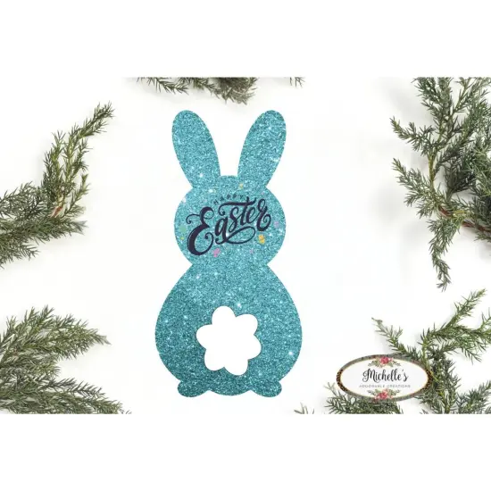 12in Waterproof Happy Easter Metal Bunny Sign {2}