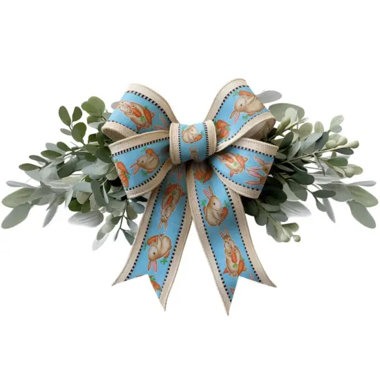 2.5" Bunnies Carrots Stripe Ribbon: Blue (10 Yards) {2}