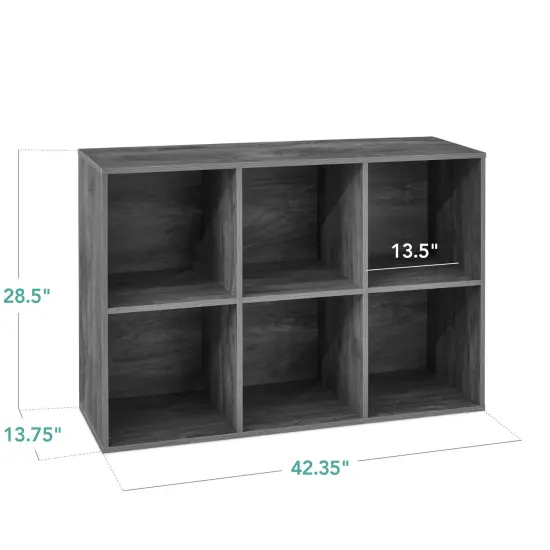 Best Choice Products 6-Cube Bookshelf, 13.5in Display Storage System, Organizer w/ Removable Back Panels Dark Gray {2}