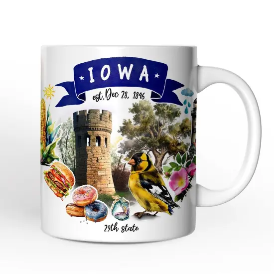 Artistic Iowa State Themes and Landmarks Mug {1}