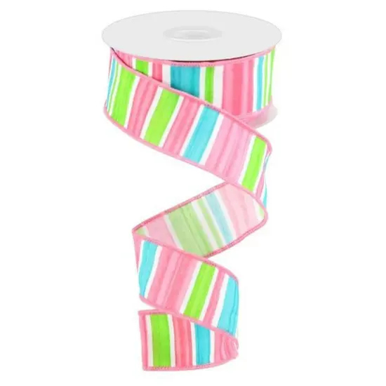 1.5" Multi Width Horizontal Stripe Ribbon: Pink (10 Yards) {1}