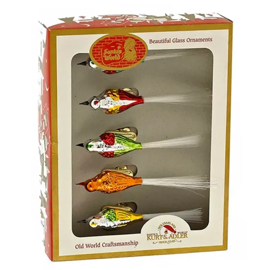 Colorful Glass Bird Clip-On Ornaments - 5 Piece Set {2}