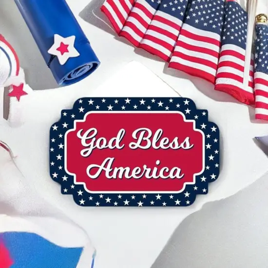 12" Wooden Sign: God Bless America {3}