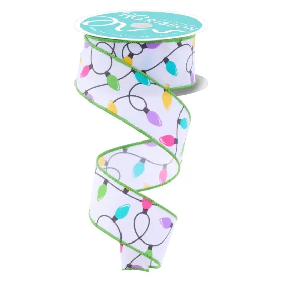 1.5" Christmas Lights Ribbon: Pastel (10 Yards) {1}