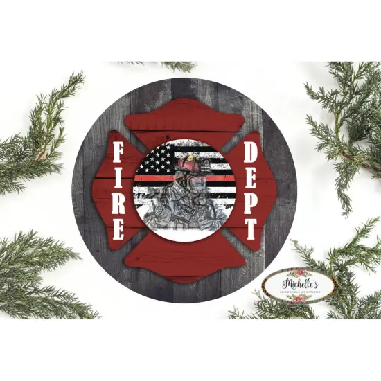Fire Department Thin Red Line Round Sign {1}