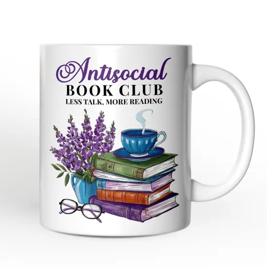 Lavender Antisocial Book Club Mug Gift {1}