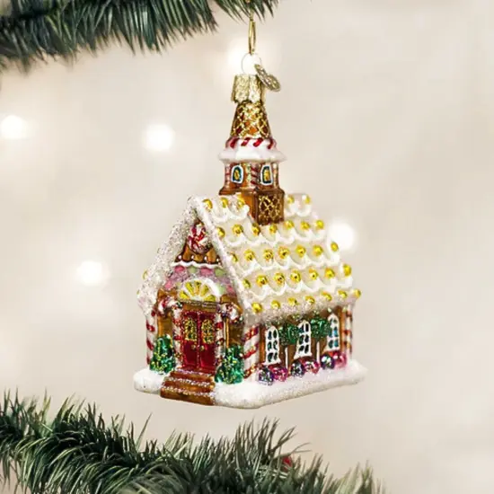 Old World Christmas 4.25 In Gingerbread Church Tree Ornament , Ornament Candycanes Multicolored {5}