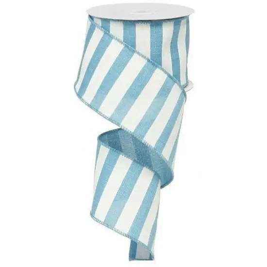 2.5" Horizontal Stripe Ribbon: Turquoise & White (10 Yards) {1}