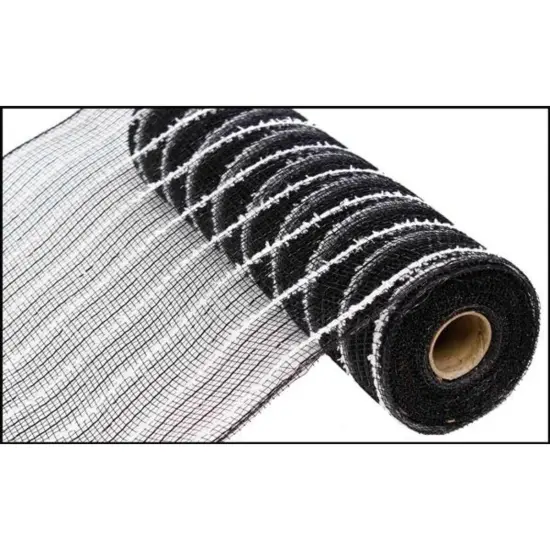 10.25" Metallic Cotton Drift Mesh Ribbon: Black (10 Yards) {1}