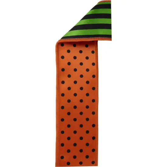 2.5" Polka Dot Striped Fused Ribbon: Orange (10 Yards) {2}