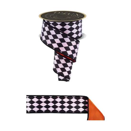 2.5" Harlequin Fused Back Ribbon: Orange (10 Yards) {3}