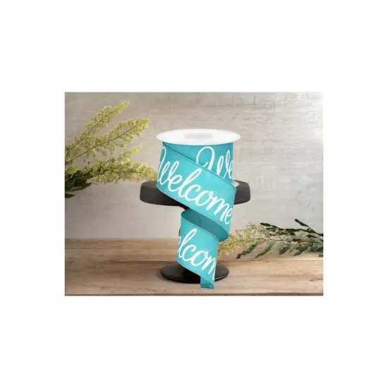 2.5" Welcome Royal Ribbon: Light Teal (10 Yards) {3}