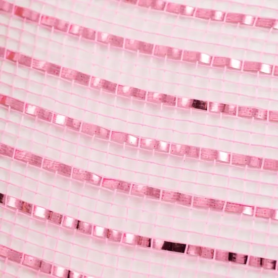 10" Poly Deco Mesh Ribbon: Wide Foil Metallic Pink (10 Yards) {3}