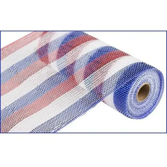 10" Poly Deco Mesh Ribbon: Deluxe Stripe Patriotic {1}