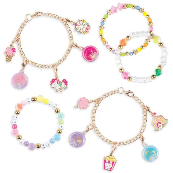 Make It Real: Sweet Spin Carnival Lip Gloss Bracelets - 104pc, DIY Jewelry Craft Kit, Design 5 Charm Chain Bracelets, Strawberry-Scented Gloss, Kid 8+ {5}