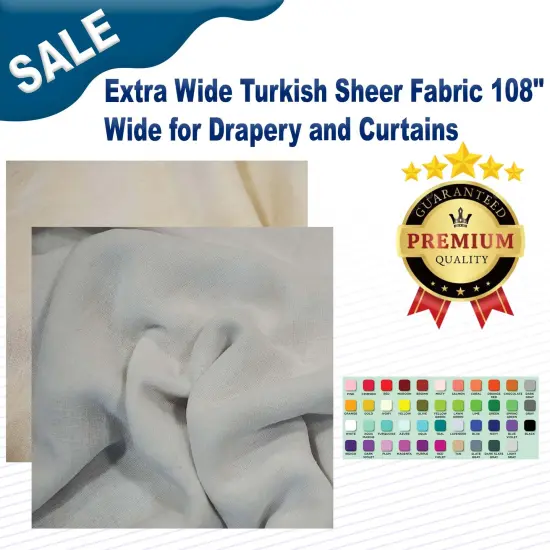Extra Wide Turkish Sheer Fabric 108" Wide for Drapery and Curtains Offwhite {2}