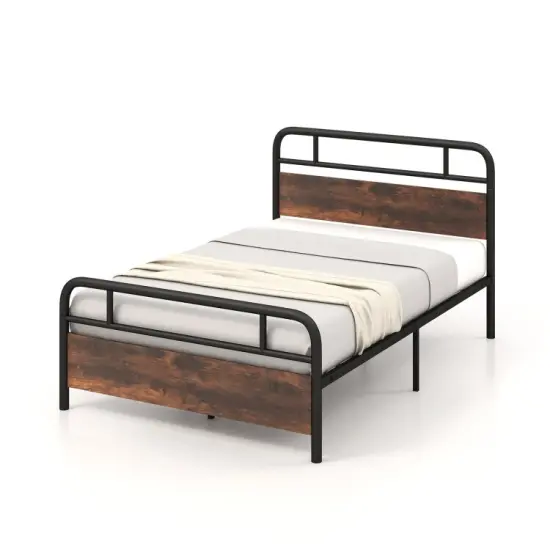 Industrial Metal Bed Frame with Headboard &ndash; Twin/Full/Queen Size, Sturdy Construction and Easy Assembly {7}