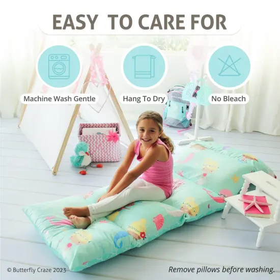 Butterfly Craze Floor Pillow Case, Mattress Bed Lounger Cover, Mermaid Aqua, King Size - Cozy Seating Solution for Kids & Adults, Recliner Cushion, for Reading, TV Time (Pillow Not Included) Multicolor {5}