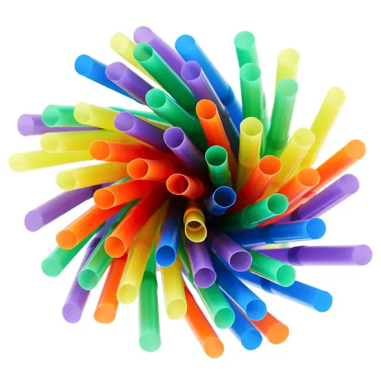 300 Pack Flexible Plastic Drinking Straws, Disposable Bendable Straws Bulk Set for Smoothies, 5 Colors (8.25 In) Multicolor {7}