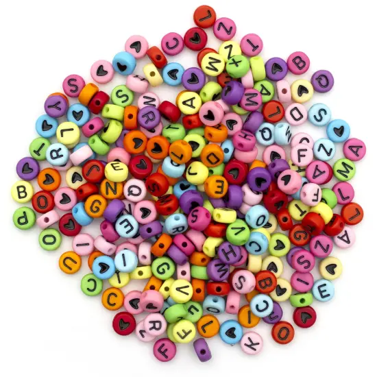 CousinDIY Alphabet Beads 7mm 250/Pkg-Assorted Round With Black Letters {5}