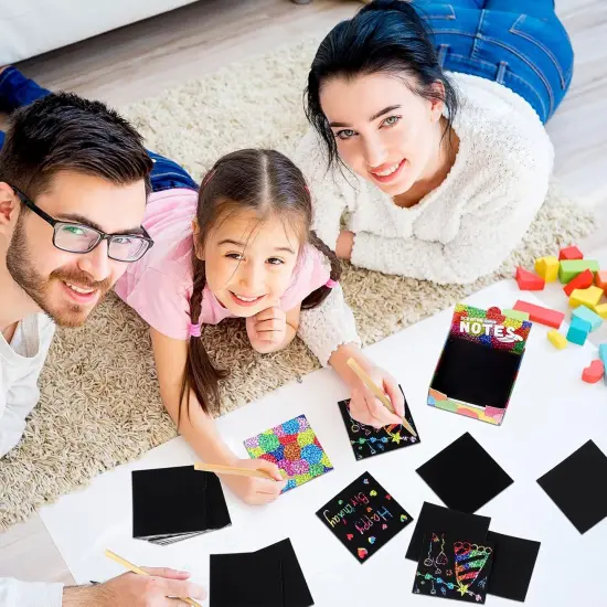 Scratch Cards Rainbow Note Scratch Pads with 20 Bamboo Stylus for People Paper DIY {3}