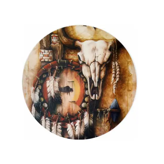 Native American Echo of The Buffalo Ceramic Car Coaster Set 2.56" (2 Pack) {1}