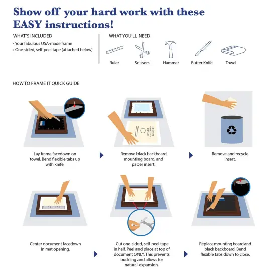 Framerly - 11"w x 8.5"h Tassel Diploma Frame - Eco-Friendly Black Moulding with Black and Gold Matting {3}