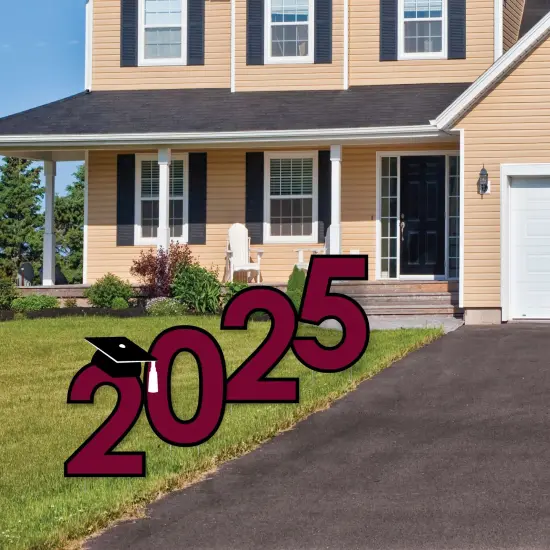 Big Dot of Happiness Maroon 2025 Graduation Party Yard Signs - Outdoor Lawn Decorations - 2025 {3}