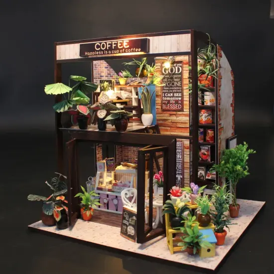 Miniature Wizardi Roombox Kit - Coffee House Dollhouse Kit {3}