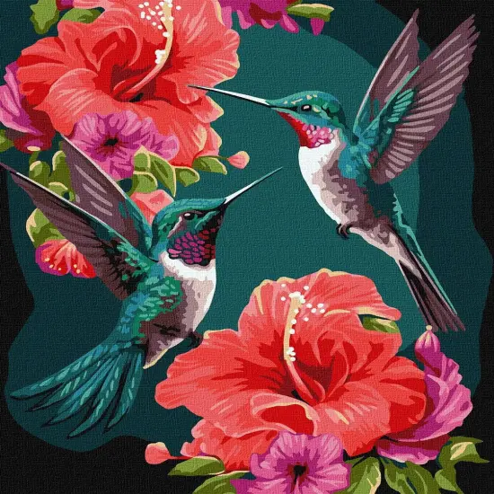 Painting by Numbers kit Emerald Hummingbirds with extra metallic paints KHO6581 {2}