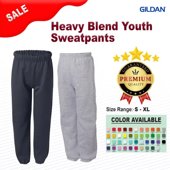 Gildan&reg; Youth Comfortable Sweatpants Heavy Blend Pants Black {2}