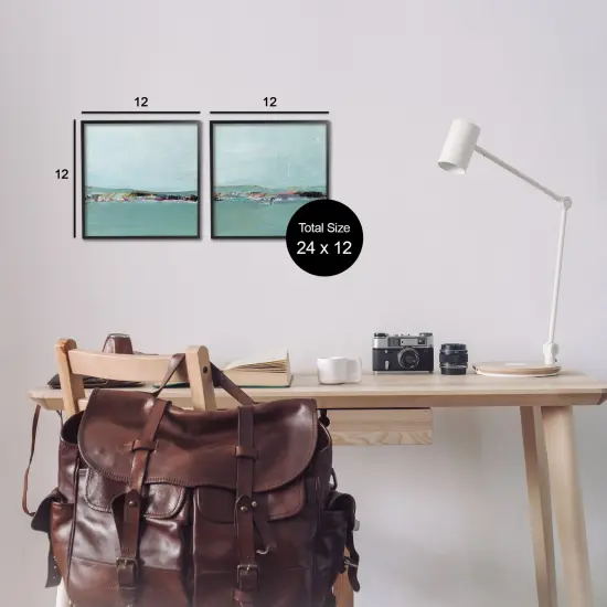 Stupell Industries Abstract Sea Distant Cliffs 2pc Framed Giclee Wall Art Set Design by Ethan Harper  {3}