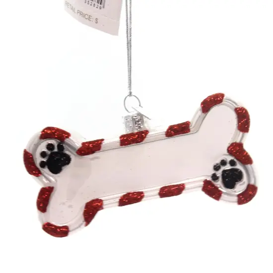 Noble Gems 2.0 Inch I Love My Dog Ornament Tree Ornament , Bone Paw Prints Puppy Red {2}