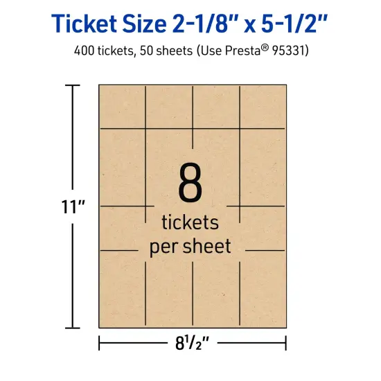 2-1/8" x 5-1/2" Rectangle, Kraft Brown Tickets {5}