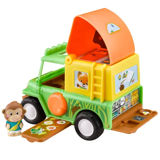 Timber Tots: The Safari Jeep - 4x4 Off-Road Vehicle & Monkey Animal Figurine, Pop-Up Roof Tent, Tow String, Nature Toy Playset, Kids & Toddlers 18Mo+ {1}
