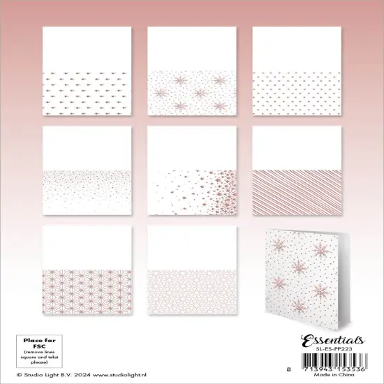Studio Light Essentials Foiled Cards 5.5"X8.5" 24/Pkg-Nr. 223, Rosegold Patterns {3}
