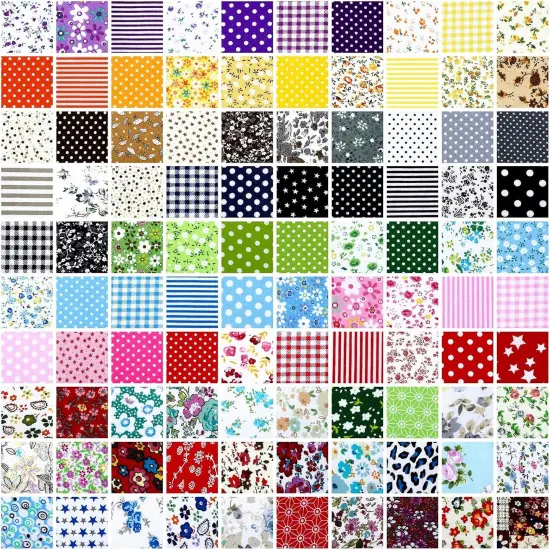 100 Pieces 10 x 10 Inches Cotton Fabric Squares Patchwork Quilting Fabric Bundles (Floral) {5}