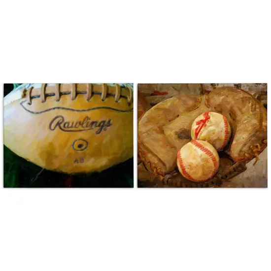 Stupell Industries Sports Balls & Mitt 2pc Canvas Wall Art Set Design by Graffi*tee Studios {1}