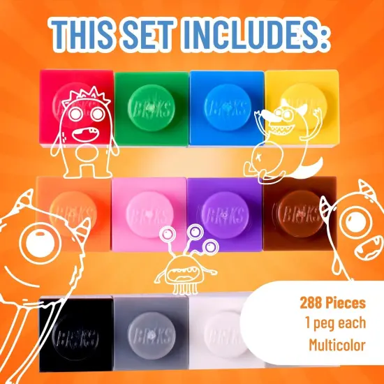 Strictly Briks Classic Bricks Starter Kit, 12 Colors, 288 Pieces, 1x1 Stud, Building Creative Play Set for Ages 3-14, 100% Compatible with All Major Brick Brands Multicolor {3}